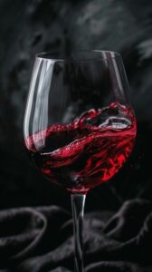 Rotwein schwenkt in einem großen Glas – passend zur Sensorik von Tanninen und Säure